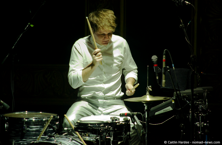 Lorde's drummer, Ben Barter, onstage in Berlin. Copyright: Caitlin Hardee, Nomad News.